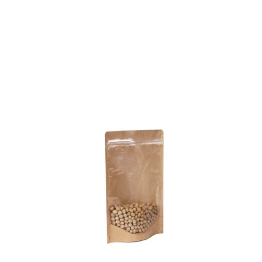 Doypack® Kraft Grande fenêtre zip  50 Pochettes 10*15+3 Contenance : 50 g – 100g
