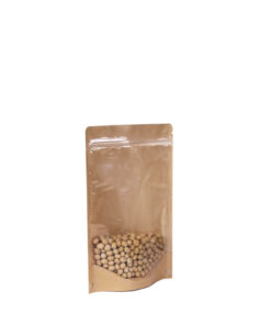 Doypack® Kraft Grande fenêtre zip  50 Pochettes 12*20+4 Contenance : 100 g – 150g