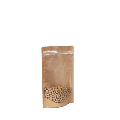 Doypack® Kraft Grande fenêtre zip  50 Pochettes 12*20+4 Contenance : 100 g – 150g