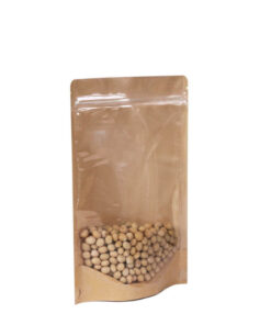 Doypack® Kraft Grande fenêtre zip  50 Pochettes 16*24+4 Contenance : 500g