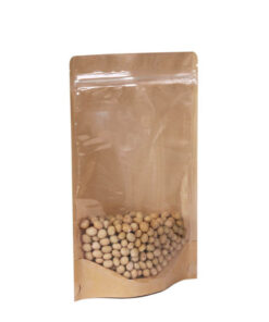 Doypack® Kraft Grande fenêtre zip  50 Pochettes 18*26+4 Contenance : 1Kg