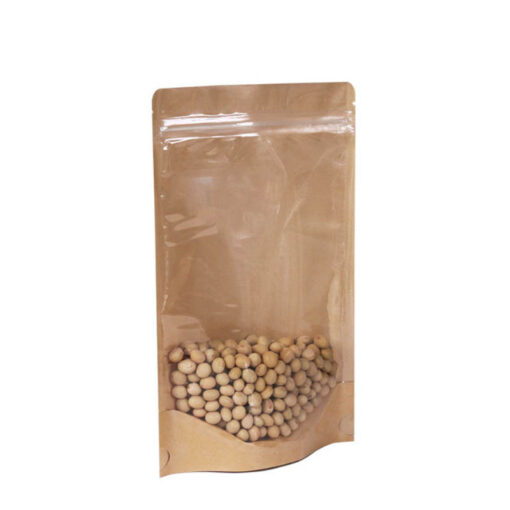 Doypack® Kraft Grande fenêtre zip  50 Pochettes 18*26+4 Contenance : 1Kg